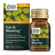 Gaia Herbs Gas & Bloating Supplement, Vegan Capsules, 50 count - Gas Relief Tablets Reduce Bloating and Improve Digestive Function, Activated Charcoal and Fennel