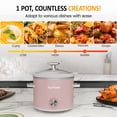 thumbnail image 3 of 2QT Small Slow Cooker with Removable Ceramic Pot, 3 Heating Settings, Dishwasher-Safe Glass Lid, Pink, 3 of 10