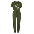 thumbnail image 4 of VBTAPA Women's Summer 2 Piece Outfits Short Sleeve Printed Casual Sweatsuits Jogging Tracksuits Matching Lounge Sets 2025 Fashion Green M, 4 of 5