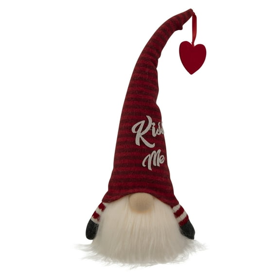 14" Lighted Red Striped 'Kiss Me' Valentine's Day Gnome