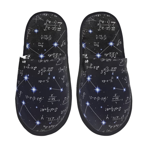 Fotbe Physical Formulas Pantuflas Peludas para Mujer con Estampado, Zapatillas de Peluche, Zapatos de Invierno para Casa, Uso Interior y Exterior-Medium