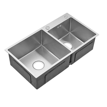 Auralum Double Bowl Bar Sink 30 Inch Brushed Stainless