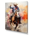 thumbnail image 2 of Designart "Pop Art Cowboy Journey IV" People Canvas Wall Art - Southwestern Brown Cowboys Entryway Wall Art, 2 of 6