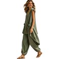 thumbnail image 4 of SOOMLON Matching Sets Women Outfits Plus Size Asymmetrical Sleeveless Shirts Loose Barrel Pants with Pockets 2 Piece Set, 4 of 6
