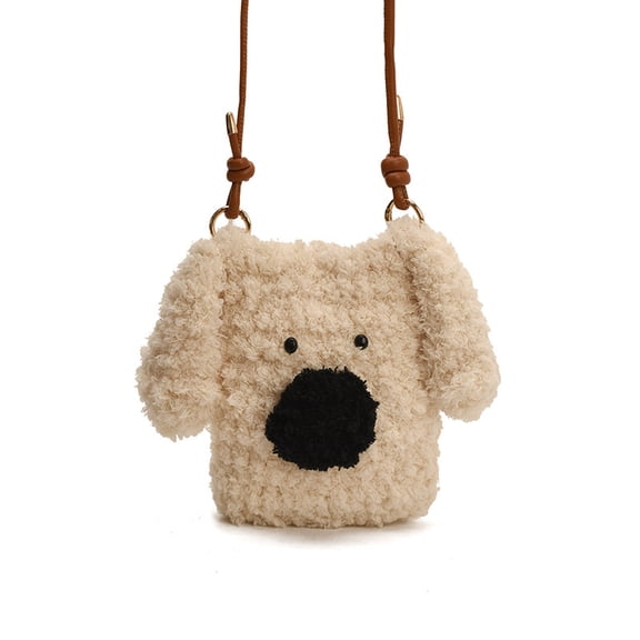 Baguery Kawaii Plush Dog Crossbody Bag - Cute Puppy Mini Shoulder Handbag, Soft Purse Gift for Dog Lovers (Girls & Women)