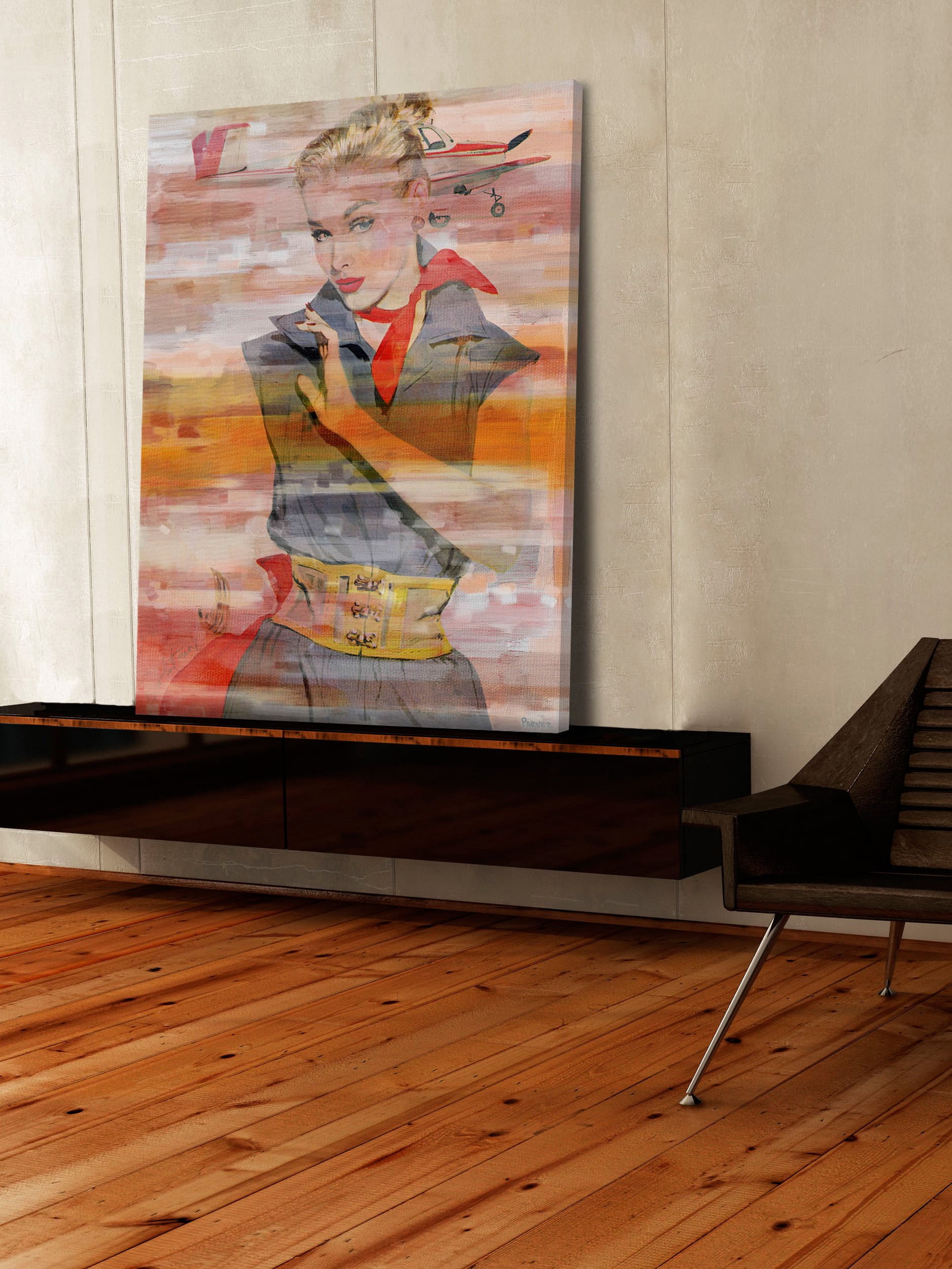 "Red Scarf" Painting Print on Wrapped Canvas