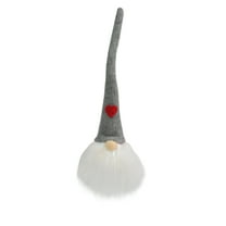Northlight Lighted Gnome with Heart Hat Christmas Figure - 13" - Gray