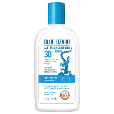 Blue Lizard Australian Sunscreen, Sensitive Skin, Broad Spectrum SPF 30+, 5 (Best Natural Sunscreen Uk)