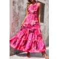 thumbnail image 4 of Vestido maxi floral de un solo hombro para mujer PRETTYGARDEN en rojo rosa, 4 of 6