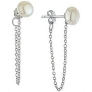 ATHRA NJ INC Giani Bernini Sterling Silver 6 Millimeter Freshwater Pearl Stud with Drop Chain Earrings