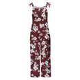 thumbnail image 4 of Sexlip Women's Floral Print Overalls Pants Adjustable Straps Lightweight Fabric Stylish Design Vacation Daily Outfit Red XXL, 4 of 5