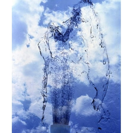Slow motion geyser of water rising through blue sky and clouds Poster Print by Panoramic Images (30 x
