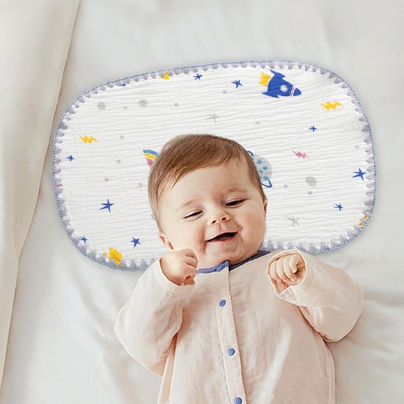 Xihbxyly Almohada para Recién Nacidos, Suave Gasa de Algodón, Transpirable y Cómoda, Protege La Cabeza y Tiene Una Práctica Funda Extraíble. Tamaño: 25 X 20 Cm.