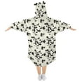 thumbnail image 2 of Dailycode Wearable Blanket Hoodie Oversized Sherpa Flannel Blankets with Pocket for 3-14 Year Old Black Cow Spots, 2 of 7