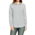 thumbnail image 2 of MODA NOVA Junior's Stripes Button Down Roll-up Long Sleeves Point Collar Shirt Gray M, 2 of 4