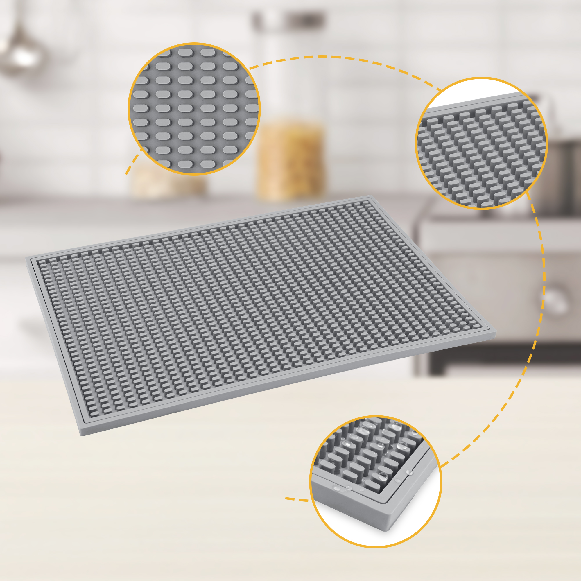 Unique Bargains Heat Resistant Silicone Mat for Kitchen Counter Gray