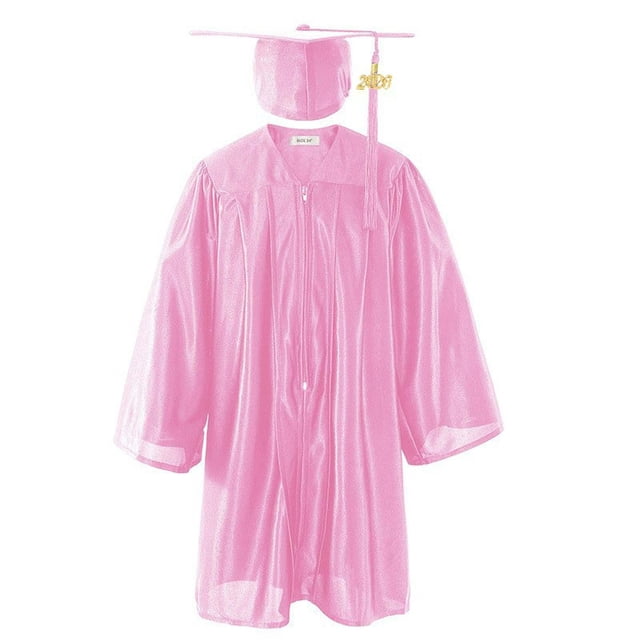 Odeerbi 3-12 Años Niños Niñas Vestido de Graduación Y Gorra de Color Sólido Brillante Vestido de Manga Larga de 2 Piezas Para La Ceremonia de Graduación