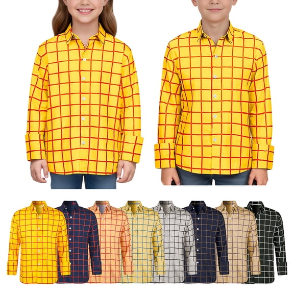 FASHOFT Shirts For Girls Kids Formal Plaid Long Sleeve Button Up Shirt Elegant Daily Casual Outdoor Wear Tops Girls Tops Black 5-6 Years