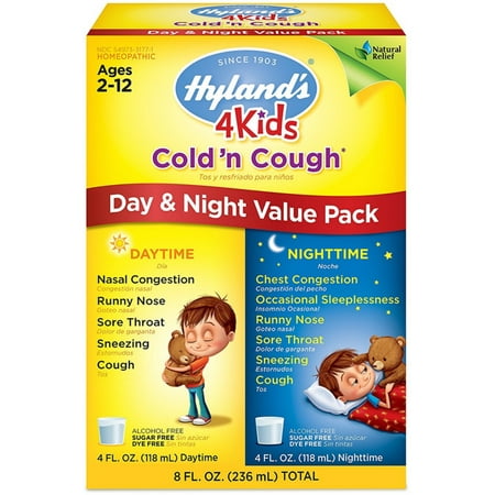 Hyland's 4 Kids Cold'n Cough Day & Night Value Pack 4 oz, 2 ea (Pack of 4)