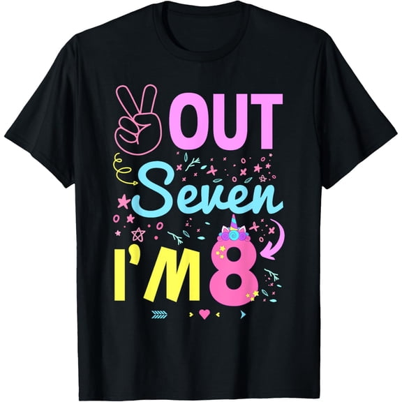 Peace Out 7 I'm 8 Years Old 8th Happy Birthday For Boy Girl T-Shirt