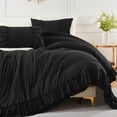 thumbnail image 5 of Ruffle Comforter Set Queen Size,Shabby Chic Boho Bedding Sets, Soft Fluffy Comforter Sets for All Season,Vintage Ruffled 3 Pcs Microfiber Lightweight Quilt Set for Home Decor, 5 of 10