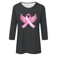 thumbnail image 4 of Alkepwun Breast Cancer Shirt for Women Angel Wings Pink Ribbon TShirt Cancer Fight Awareness Shirt Faith Casual 3/4 Sleeve Tops, 4 of 4