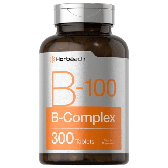 Vitamin B-100 Complex | 300 Vegetarian Tablets | by Horbaach