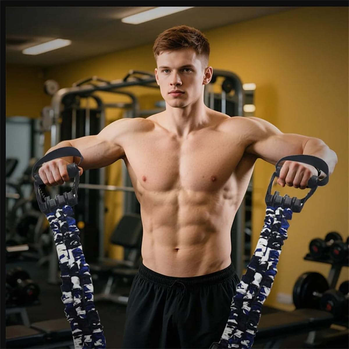 Natural Latex 3-Hole Resistance Stretcher,Chest Expander Stretch Bands for Men,High Elasticity & Tear Resistant Exercise Bands with Handles,Full-Body Basic Training,Strength Workouts Green