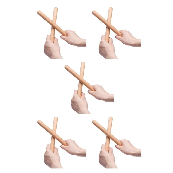Vogacara 1 par de baquetas de madera, instrumento de percusión, baquetas de portátiles, herramientas de acompañamiento para niños pequeños, No.1 5piezas Vogacara CBP230795