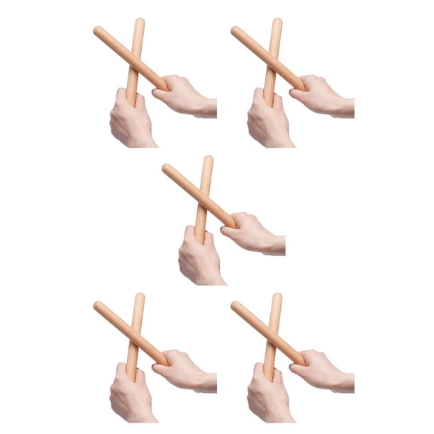 Vogacara 1 par de baquetas de madera, instrumento de percusión, baquetas de portátiles, herramientas de acompañamiento para niños pequeños, No.1 5piezas Vogacara CBP230795