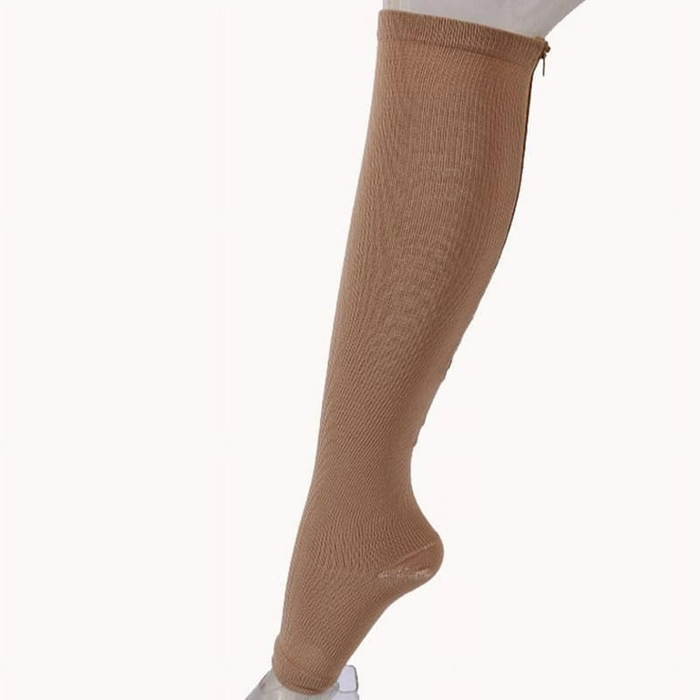 Zippered Compression Socks Medical Grade Firm, Easy-On, (15-20 mmHg), Knee  High, Open Toe, Best Stockings for Men and Women - Varicose Veins, Post