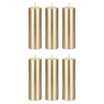 Mega Candles 6 pcs Unscented Gold Round Pillar Candle, Hand Poured Premium Wax Candles 2 Inch x 6 Inch, Home Décor, Wedding Receptions, Baby Showers, Birthdays, Celebrations, Party Favors & More