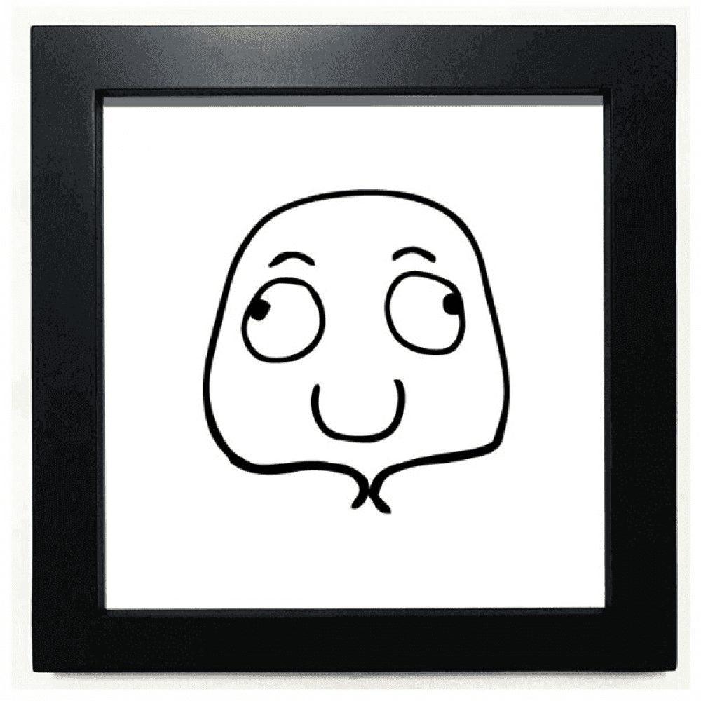 Eyes Look Both Sides Face Cartoon Black Square Frame Picture Wall