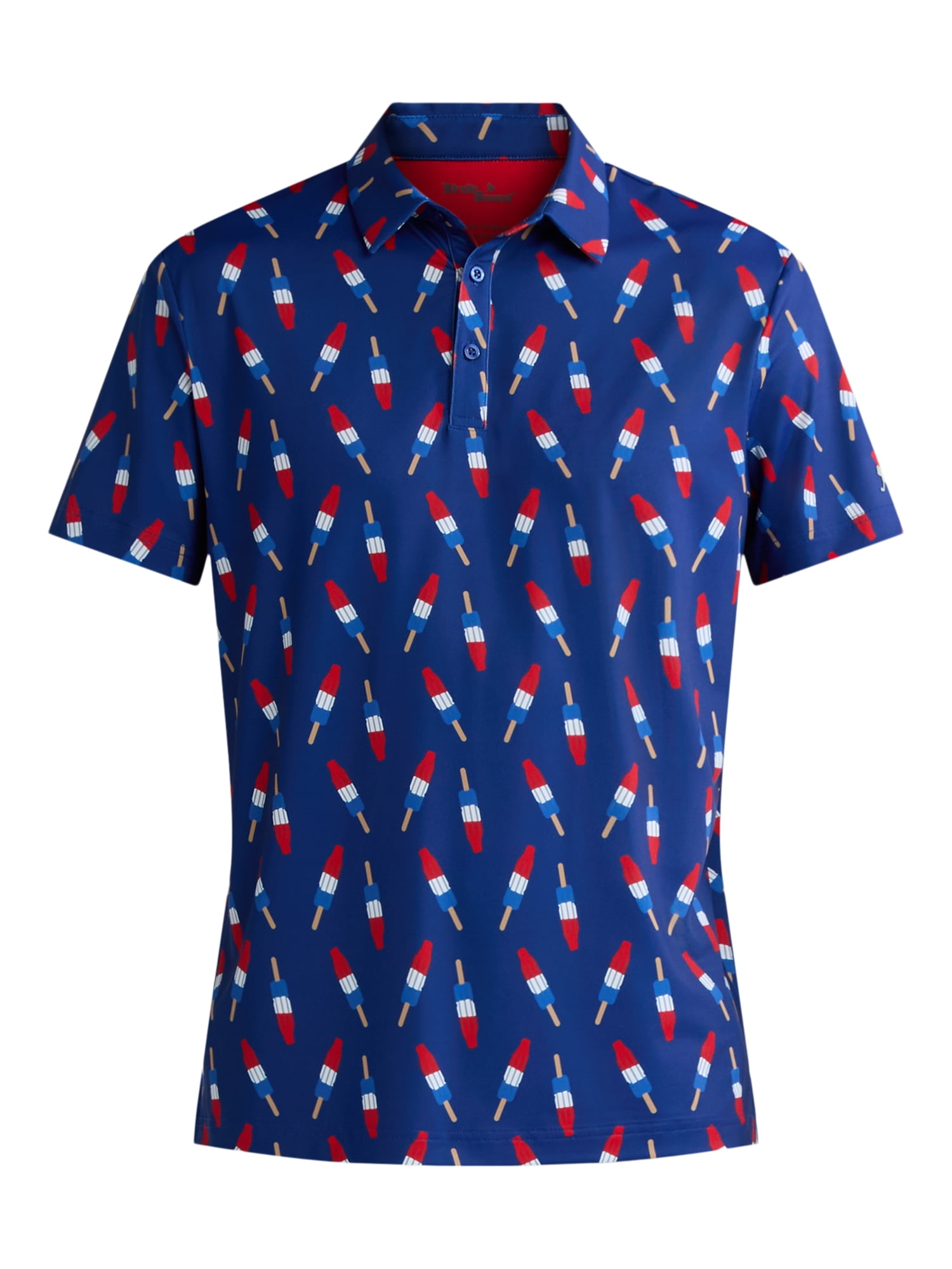 Birdie Bound Men's and Big & Tall Firecracker Popsicle Print America 250 Polo Top, Sizes XS-4XLT