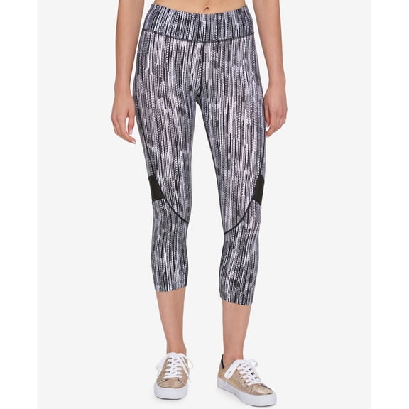 TOMMY HILFIGER $59 Womens New 1421 Black Printed Active Wear Leggings S B B