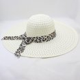 thumbnail image 3 of Lolmot Women Beach Hat Big Brim Straw Hat Sun Floppy Wide Brim Travel Hats Leopard Print Bowknot Summer Beach Cap Panama Hat Sun Protection Hat, 3 of 4