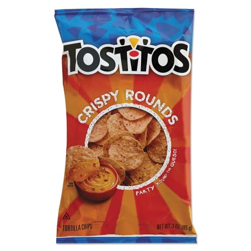 New Tostitos Tortilla Chips Crispy Rounds, 3 oz Bag, 28/Carton,Each