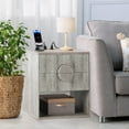 thumbnail image 6 of Juiluna Fluted Nightstand with Charging Station, Side Table with 2 Drawer, Modern Farmhouse Nightstands with Open Shelves, Wood Nightstand for Bedroom Sofa Office, 6 of 7
