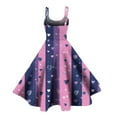 thumbnail image 4 of Valentines Dress for Women Sleeveless Midi Dress Round Neck A-Line Vintage Valentine Heart Print Party Dresses Purple Pink XL, 4 of 6