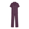 thumbnail image 6 of LWITHSZG Pajama Sets for Women Short Sleeve Button Down Shirts and Straight Leg Pants 2 Piece Matching Pjs Summer Loose Lounge Sets, 6 of 6