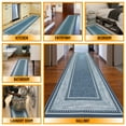 thumbnail image 4 of Ottomanson Border Kitchen Runner Rug 1'10" x 7' - Non Slip Low Pile Carpet, Blue, 4 of 14