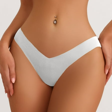 Alitao Womens Underwear Thongs for Women No Show Underwear Custom High Waist Tangas No Show Bikini Custom Thongs Women Underwear Panties Cotton Thong Cheeky Underwear Panties for Women White L
