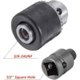 thumbnail image 4 of HUGFEGWE 1.5-10mm Capacity Keyed Drill Chuck with 1/2" Square Female Adapter, Mount 3/8-24UNF Air Impact Wrench Converter Conversion Tool with Chuck Key CJB91-14006, 4 of 8