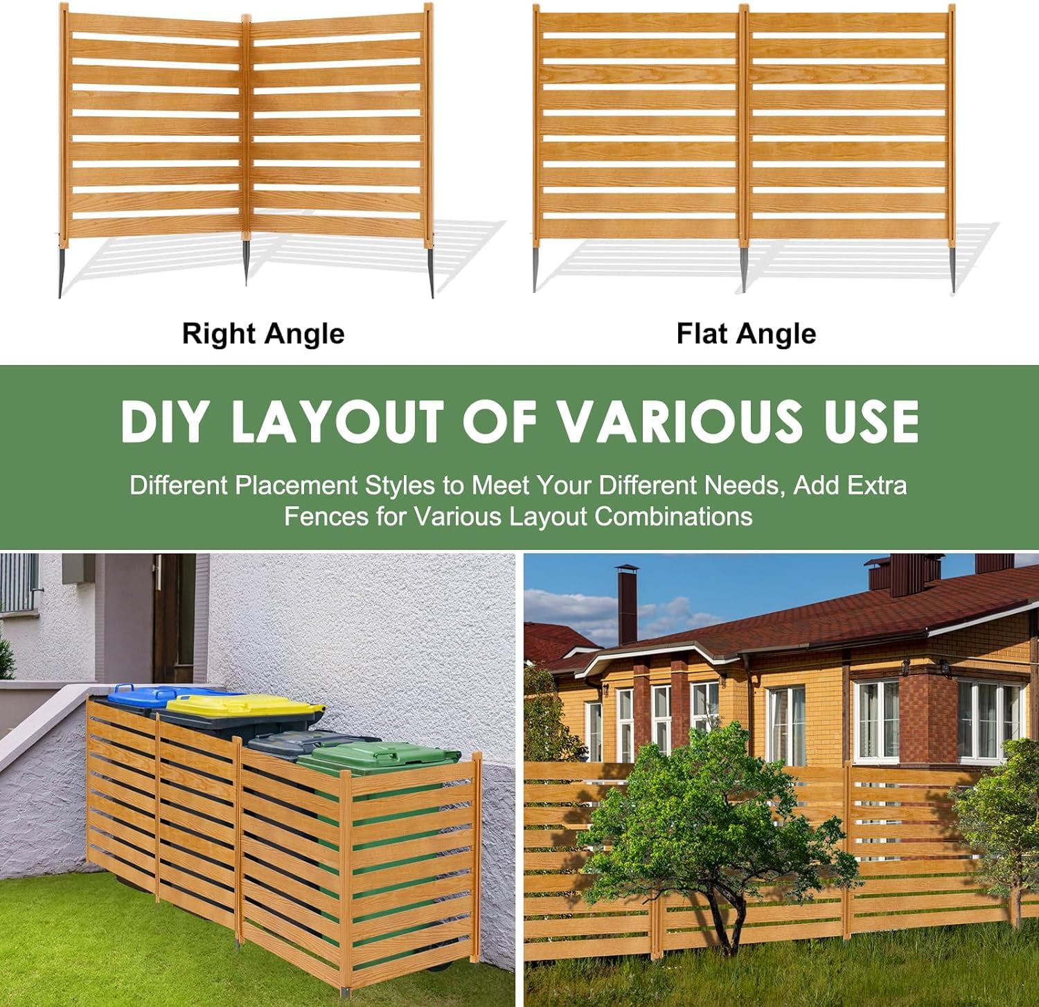Outdoor Privacy Screen Privacy Fence Panels for Outside, 2 Panels 38"W X 42"H Wood Decorative Fence,Pool Equipment Enclosure, Patio Garden Fence Perfect to Enclose Trash Cans and Air Conditioner