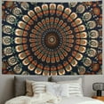 thumbnail image 2 of Chilfamy  Handmade Indian hippie Bohemian Psychedelic Peacock Mandala Wall hanging College Dorm Beach Throws Table Cloth Bedding Tapestry (Golden Green) 40x60inch, 2 of 6