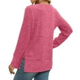 thumbnail image 4 of VBTAPA Womens Ribbed Knit Tunic Tops Square Neck Long Sleeve Knitted Sweater Side Split Casual Pullover Going Out Blouse 50% Percent Off Deals Today Pink L, 4 of 8