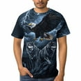 thumbnail image 3 of LAOLIUSN Men's Bald Eagle Wolf Graphic T-Shirt, Lightning 3D Print Short Sleeve Crewneck Tees, 3 of 7