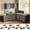 Grey, variant on SEDETA Farmhouse L Shaped Desk with Drawers & Hutch, Home Office Desk with File Drawer & Sliding Barn Doors, Two person Desk with Power Outlets, Corner Computer Desk for Bedroom, White