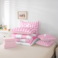 thumbnail image 6 of jejeloiu Graffiti Letter Initial L 7-Piece Twin Bedding Sets For Girls,Pink Checkered Geometric Art Bedding Comforter Set,Pink Reversible, 6 of 7