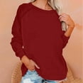 thumbnail image 2 of Womens Long Sleeve T Shirts Plus Size Casual Solid Color Round Neck Loose Color Ladies Fashion, 2 of 6